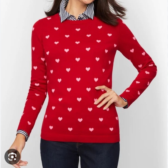 Talbots women’s 2x Red Sweater with Heart Pattern - Picture 1 of 5